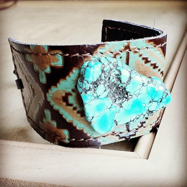 cuff w/ Tie Turquoise Navajo and Turquoise Slab