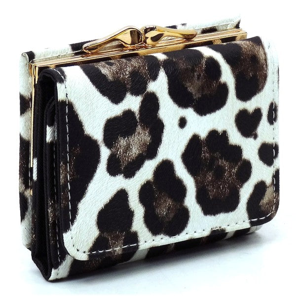 Saffiano Kiss Lock Tri fold Wallet