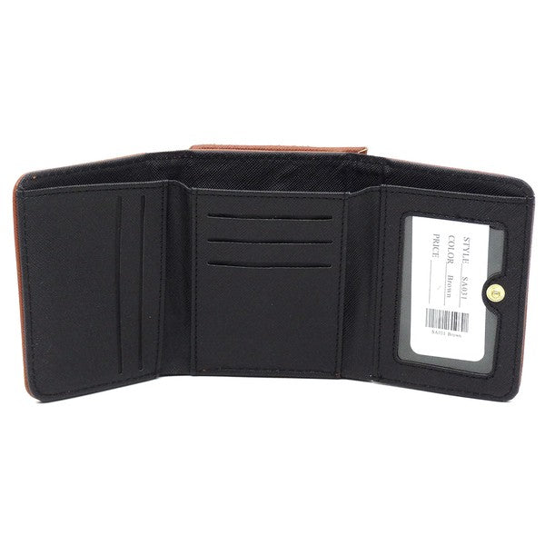 Saffiano Kiss Lock Tri fold Wallet