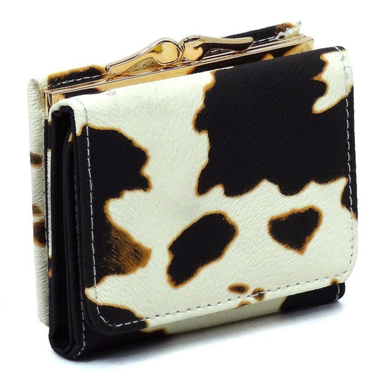 Saffiano Kiss Lock Tri fold Wallet