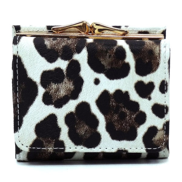 Saffiano Kiss Lock Tri fold Wallet