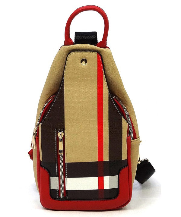 Plaid Check Sling Backpack