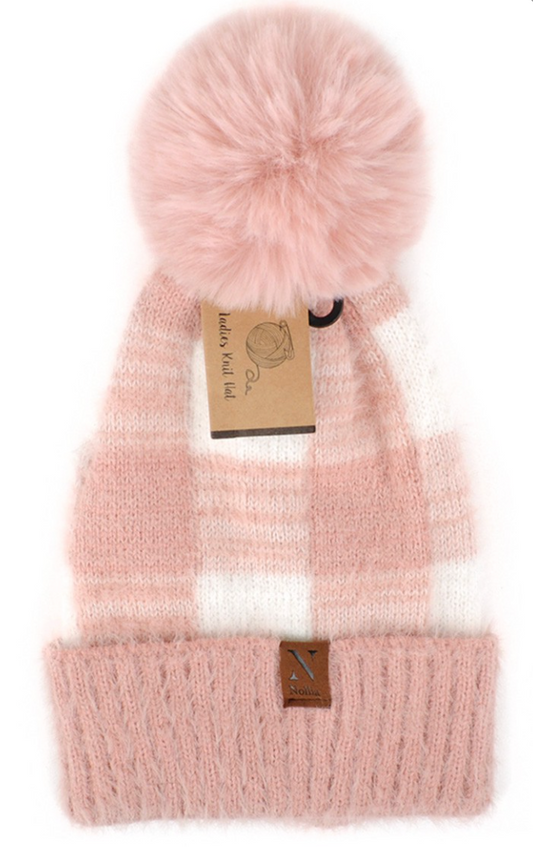 Pom pom knit hat